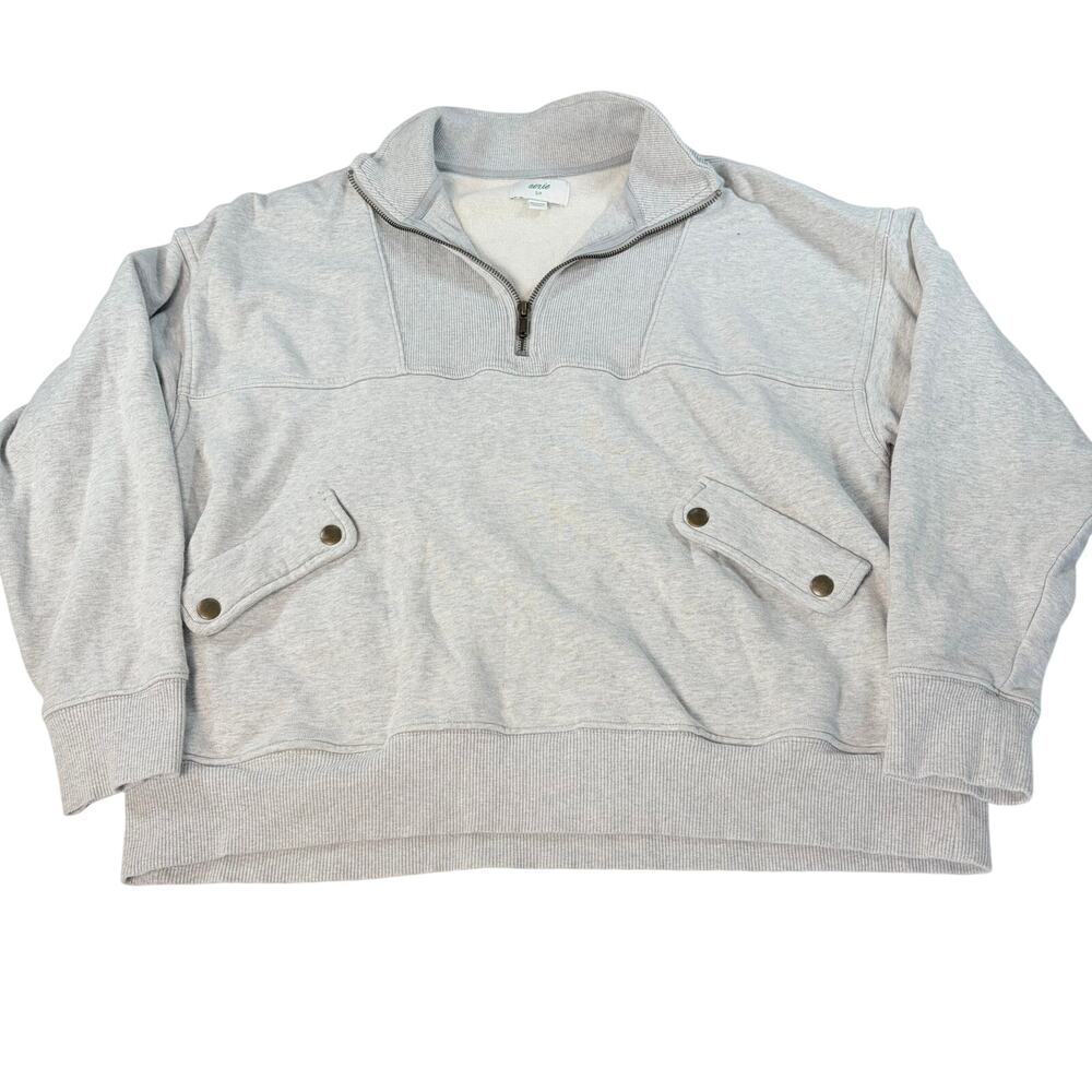 aerie womens gray 1/4 zip sweatshirt, ribbed neckline. Size S. athleisure,